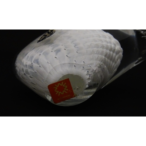 318 - Two Swedish art glass figures /  paperweights, one formed as a penguin and signed under FM Ronneby S... 