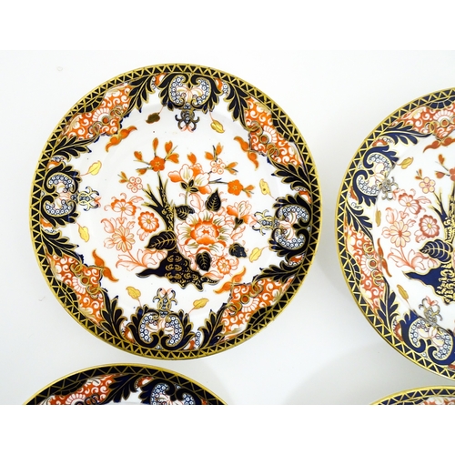 103 - Six Royal Crown Derby dishes decorated in the Imari pattern. Marked under. Approx. 10 1/2