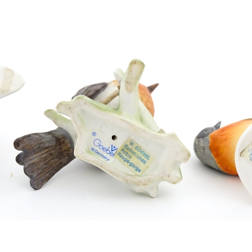 179 - Six Goebel models of birds to include Titmouse, Firecrest, Bullfinch, Robin, etc. Together with a Be... 