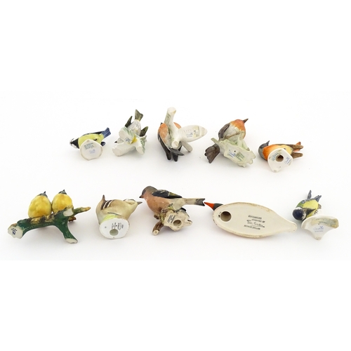 179 - Six Goebel models of birds to include Titmouse, Firecrest, Bullfinch, Robin, etc. Together with a Be... 