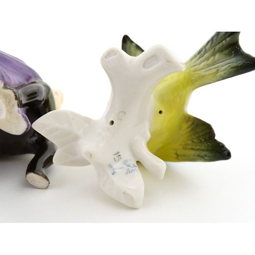 181 - Two Karl Ens models of birds comprising an owl and a blue tit. Together with a Royal Doulton model A... 