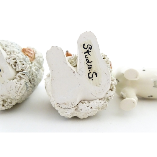 182 - Four assorted ceramic models to include a Beswick Dalmatian dog, a Royal Copenhagen Girl with Geese ... 