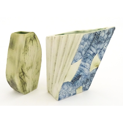 192 - Two Cornish studio pottery vases by Carn Pottery, to include one of shaped form. Marked under. Large... 