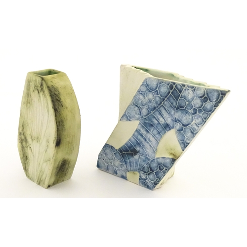 192 - Two Cornish studio pottery vases by Carn Pottery, to include one of shaped form. Marked under. Large... 