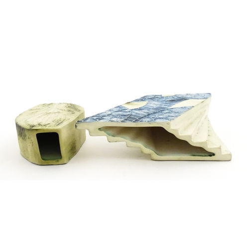 192 - Two Cornish studio pottery vases by Carn Pottery, to include one of shaped form. Marked under. Large... 