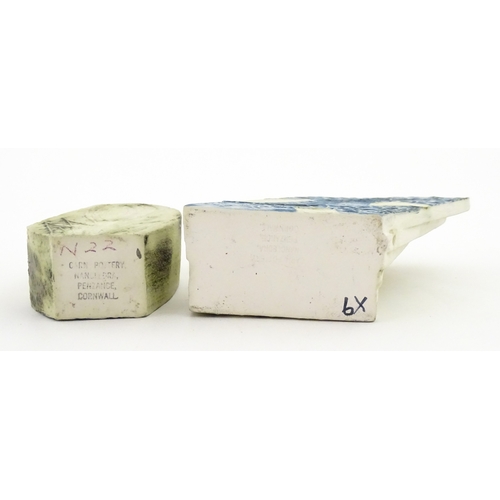 192 - Two Cornish studio pottery vases by Carn Pottery, to include one of shaped form. Marked under. Large... 