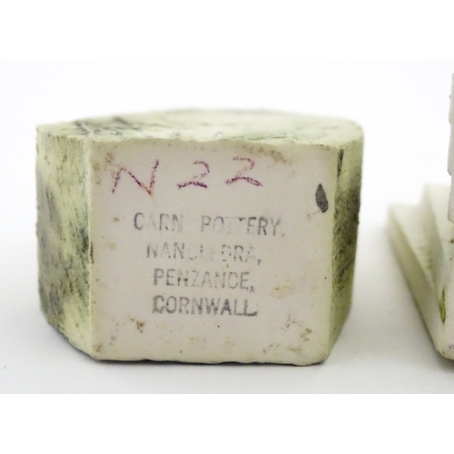 192 - Two Cornish studio pottery vases by Carn Pottery, to include one of shaped form. Marked under. Large... 