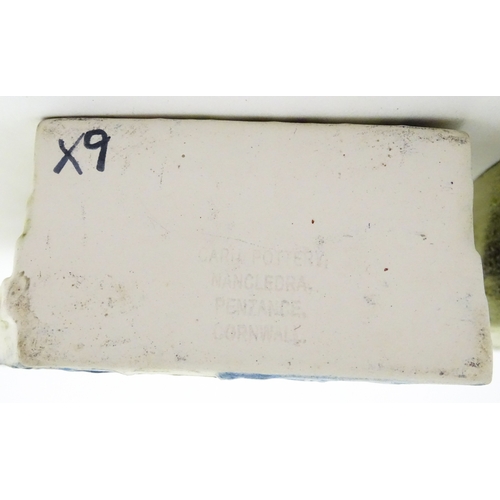 192 - Two Cornish studio pottery vases by Carn Pottery, to include one of shaped form. Marked under. Large... 