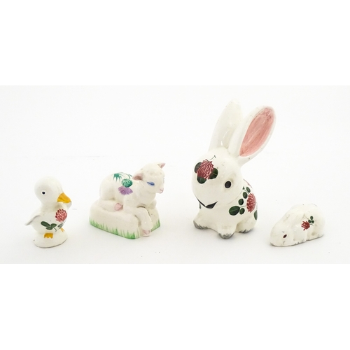 193 - Four Plichta models comprising bunny rabbit, lamb, duck, etc. Largest approx. 5