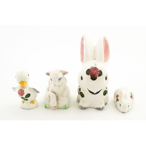 193 - Four Plichta models comprising bunny rabbit, lamb, duck, etc. Largest approx. 5