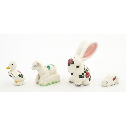 193 - Four Plichta models comprising bunny rabbit, lamb, duck, etc. Largest approx. 5