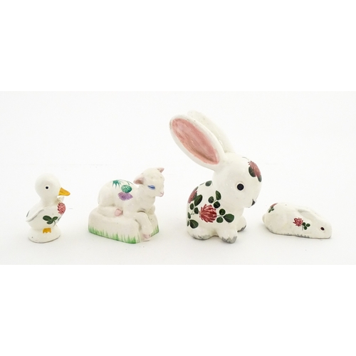 193 - Four Plichta models comprising bunny rabbit, lamb, duck, etc. Largest approx. 5