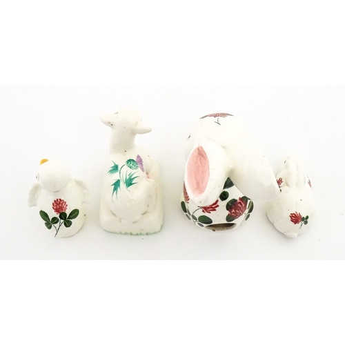 193 - Four Plichta models comprising bunny rabbit, lamb, duck, etc. Largest approx. 5