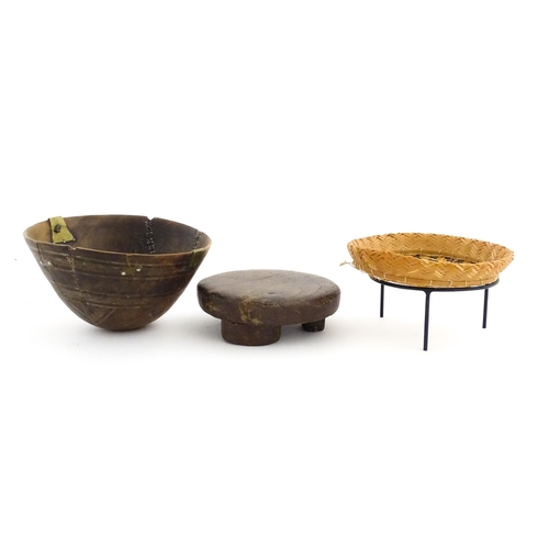 1178 - Ethnographic / Native / Tribal : An African Tuareg bowl with incised decoration. Together with a sma... 