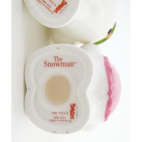 196 - A boxed Coalport limited edition The Snowman cruet comprising Snowman and Lady Snowman salt and pepp... 