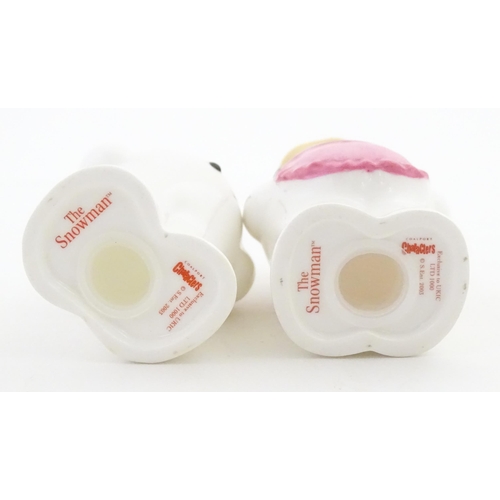 196 - A boxed Coalport limited edition The Snowman cruet comprising Snowman and Lady Snowman salt and pepp... 