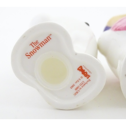 196 - A boxed Coalport limited edition The Snowman cruet comprising Snowman and Lady Snowman salt and pepp... 