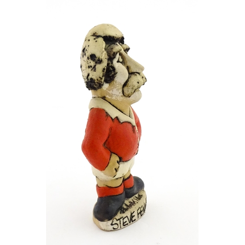 197 - A John Hughes pottery Grogg of Steve Fenwick in a Welsh red rugby jersey. Signed under. Approx. 6