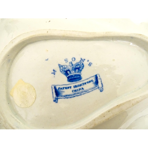 205 - Four assorted ceramic ware to include a Masons shaped dish decorated in the Blue Pheasant pattern, a... 