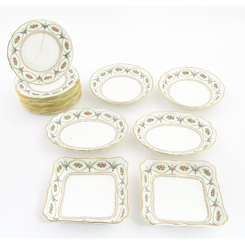 213 - A quantity of Soane & Smith Ltd. dessert wares with flower and garland detail, to include plates and... 