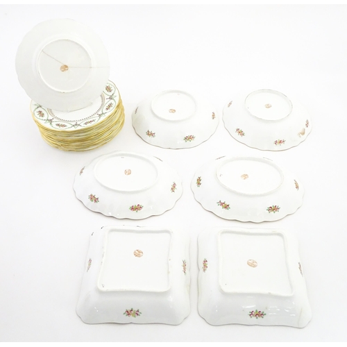 213 - A quantity of Soane & Smith Ltd. dessert wares with flower and garland detail, to include plates and... 