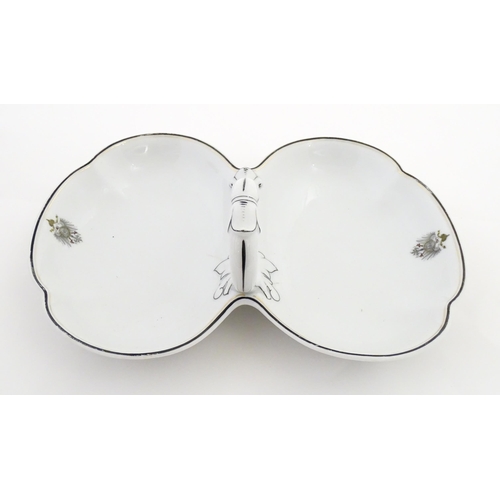 217 - A German Fraureuth serving dish with central handle with Imperial eagle crest detail. Marked under. ... 