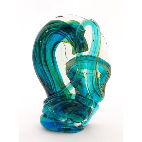 299 - A Mdina glass art glass freeform sculpture of abstract form. Signed Mdina under. Approx. 8 1/2