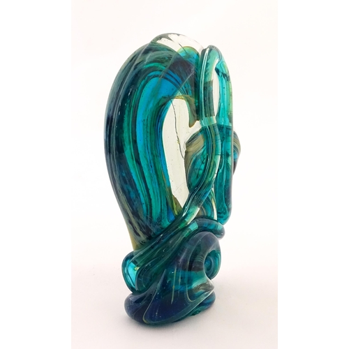 299 - A Mdina glass art glass freeform sculpture of abstract form. Signed Mdina under. Approx. 8 1/2