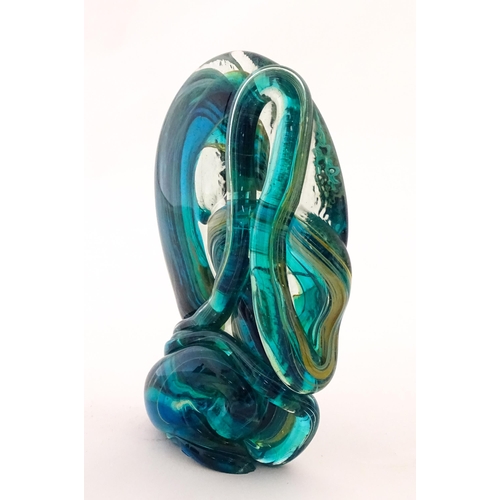 299 - A Mdina glass art glass freeform sculpture of abstract form. Signed Mdina under. Approx. 8 1/2
