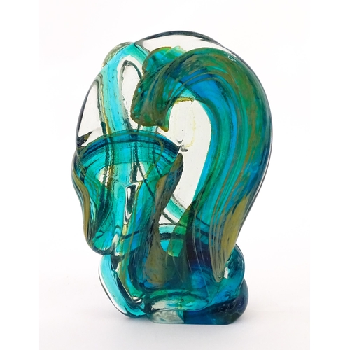 299 - A Mdina glass art glass freeform sculpture of abstract form. Signed Mdina under. Approx. 8 1/2