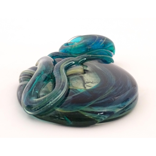 299 - A Mdina glass art glass freeform sculpture of abstract form. Signed Mdina under. Approx. 8 1/2