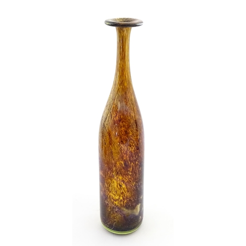 308 - A Mdina glass bottle vase. Signed under and with paper Mdina label. Approx. 14