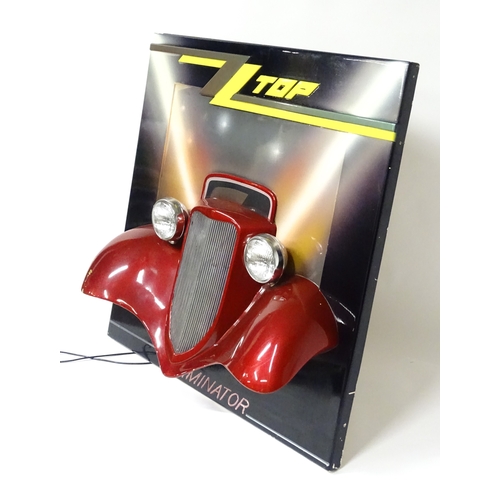 1167 - Pop Music Memorabilia: A ZZ Top fibreglass 'Eliminator' album promotional wall display depicting a H... 