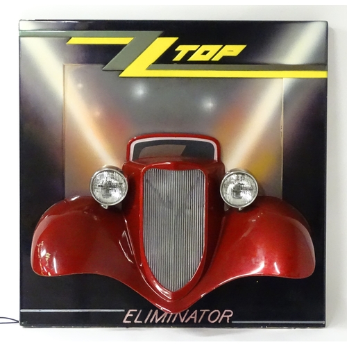 1167 - Pop Music Memorabilia: A ZZ Top fibreglass 'Eliminator' album promotional wall display depicting a H... 