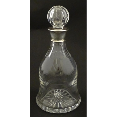 311 - A glass decanter with silver collar, hallmarked Birmingham 1997, maker Barker Ellis Silver Co. Appro... 