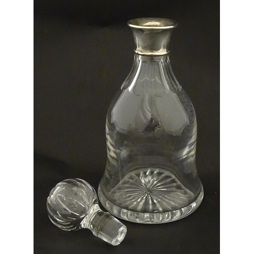 311 - A glass decanter with silver collar, hallmarked Birmingham 1997, maker Barker Ellis Silver Co. Appro... 