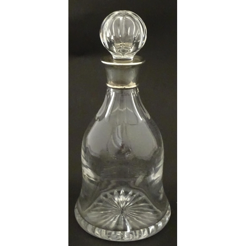 311 - A glass decanter with silver collar, hallmarked Birmingham 1997, maker Barker Ellis Silver Co. Appro... 