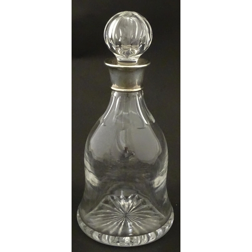 311 - A glass decanter with silver collar, hallmarked Birmingham 1997, maker Barker Ellis Silver Co. Appro... 