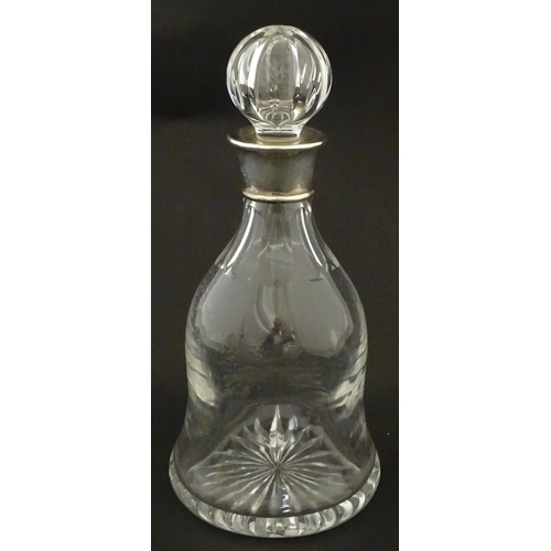 311 - A glass decanter with silver collar, hallmarked Birmingham 1997, maker Barker Ellis Silver Co. Appro... 
