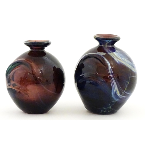 329 - Two Mdina glass Pulled Ear vases. One signed Mdina under. Largest approx. 6