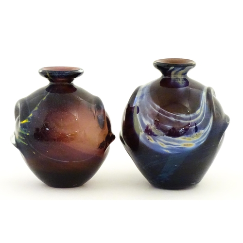 329 - Two Mdina glass Pulled Ear vases. One signed Mdina under. Largest approx. 6