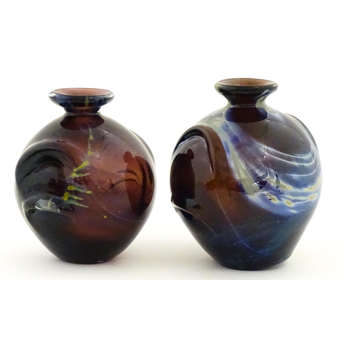 329 - Two Mdina glass Pulled Ear vases. One signed Mdina under. Largest approx. 6