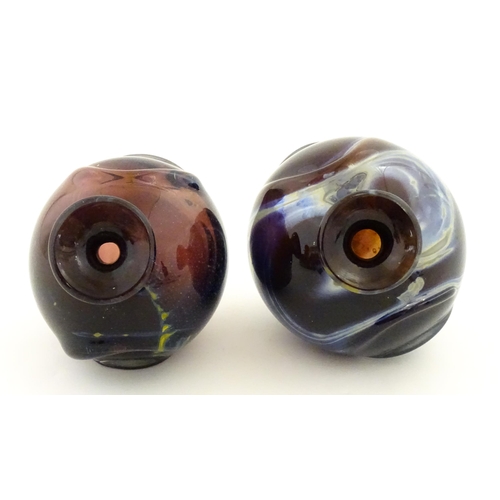 329 - Two Mdina glass Pulled Ear vases. One signed Mdina under. Largest approx. 6