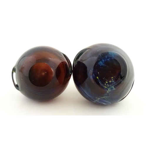 329 - Two Mdina glass Pulled Ear vases. One signed Mdina under. Largest approx. 6