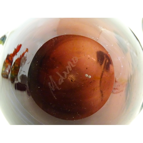 329 - Two Mdina glass Pulled Ear vases. One signed Mdina under. Largest approx. 6