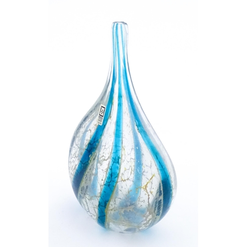 330 - A Mdina glass vase with blue stripe detail. Bears label. Approx. 8 1/2