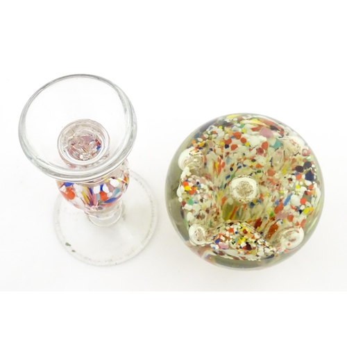 337 - A glass pedestal paperweight / wig stand. Approx. 9 1/2