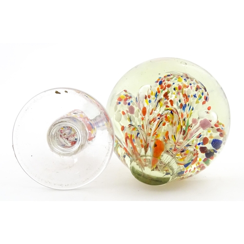 337 - A glass pedestal paperweight / wig stand. Approx. 9 1/2