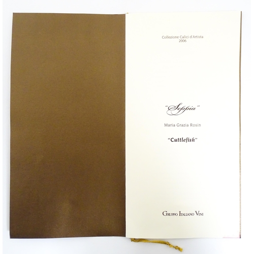 338 - An Italian Maria Grazia Rosin 'Cuttlefish' blown glass wine glass with fish detail to stem. Boxed. A... 