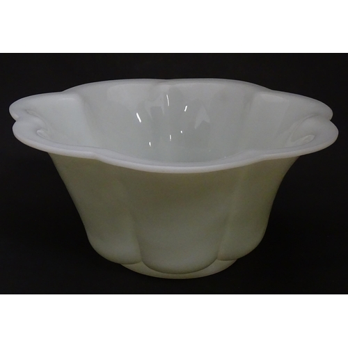 339 - A Chinese Peking glass bowl of lobed flower form. Approx. 10 1/4